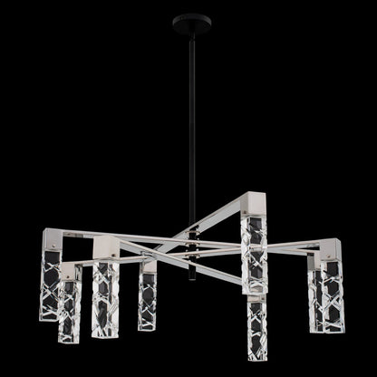 1 Light Contemporary Chandelier by Allegri, Matte Black/Polished Nickel, 24"By Allegri Crystal by Kalco Lighting