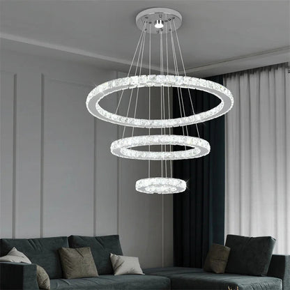 Hinwil | Ring Design Gold/Chrome Crystal Chandelier for Living Room, 39.4*31.5*23.6*15.8"By Miron Demid LLC