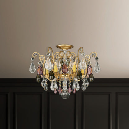 Schonbek 3584-22Ad 6 Light Crystal Semi-Flush, Heirloom GoldBy Schonbek