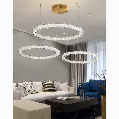 Andenne | Modern Ring Crystal Chandelier for Living Room, 3 Rings CrossBy Miron Demid LLC