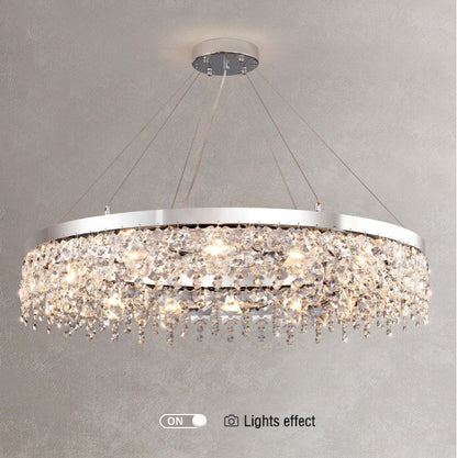 Modern Chrome Crystal LED Chandelier for Dining Room, Kitchen, Dia39.4xh7.0+39.4", 1 Ring, Warm LightBy Miron Demid LLC