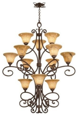 Amelie 12-Light Chandelier, Antique Copper, Small PiastraBy KALCO LIGHTING