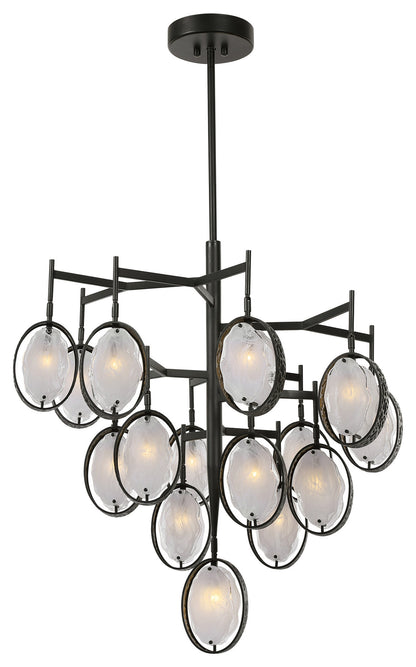 Oversize Glass Oval Slabs Bronze 15 Light Chandelier Modern White Swirl PendantsBy My Swanky Home