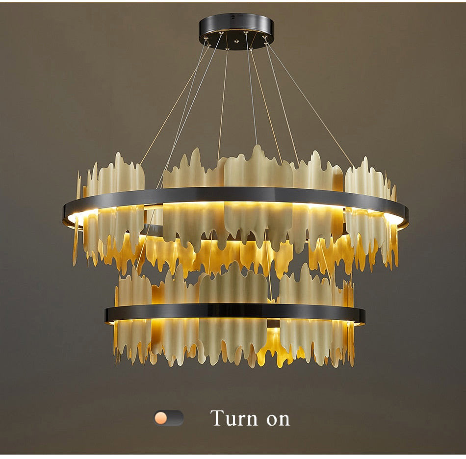 Nera 2-Tier Brushed Brass Modern ChandelierBy MORSALE