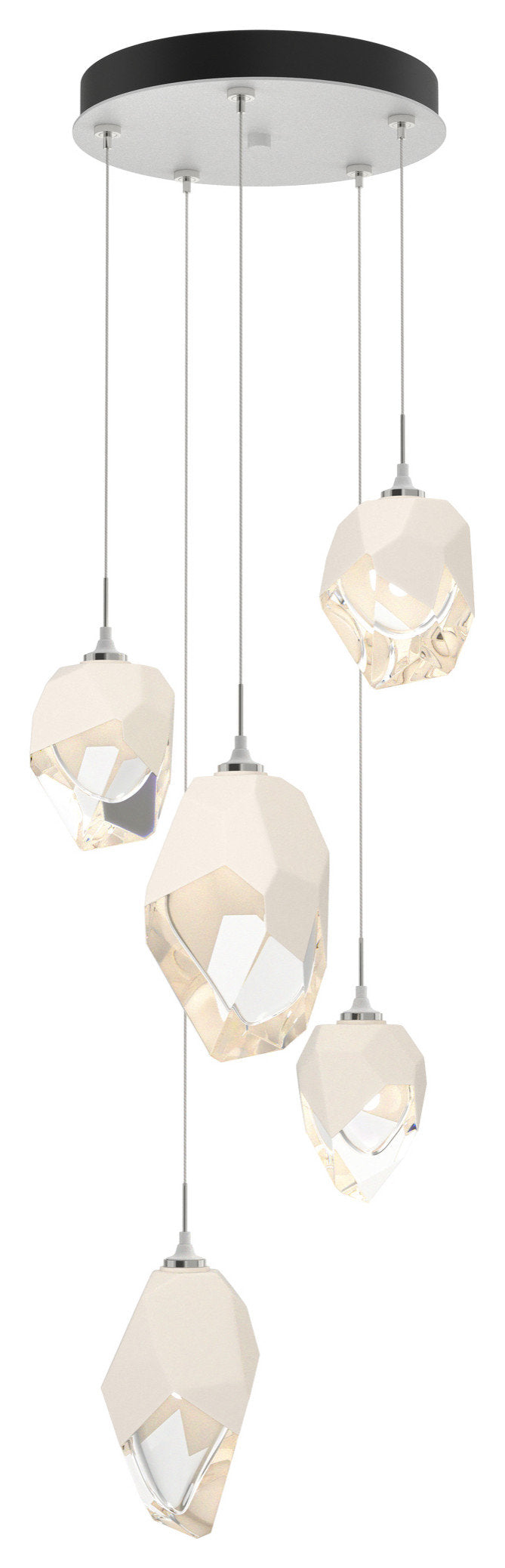 Chrysalis 5-Light Mixed Crystal Pendant White Finish- Long, White CrystalBy Hubbardton Forge