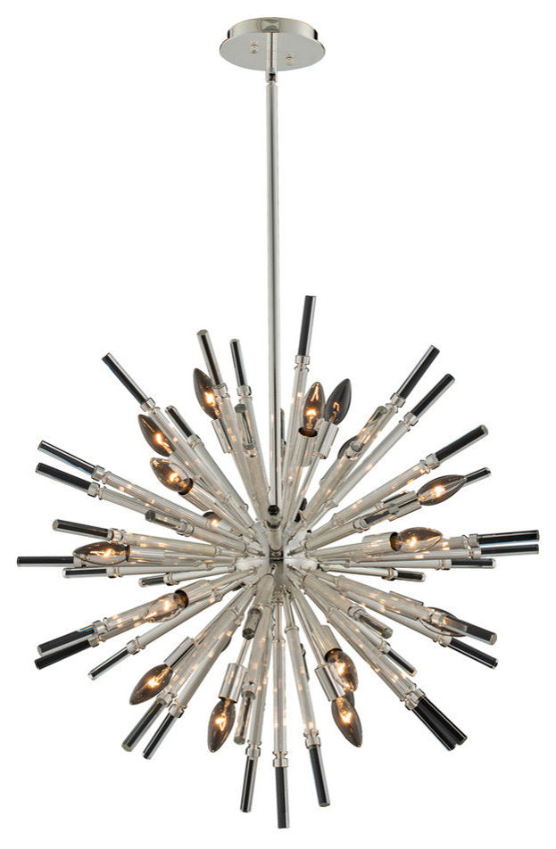 Sprazzo 28x32" 19-Light Contemporary Large Pendants, SilverBy Allegri Crystal by Kalco Lighting