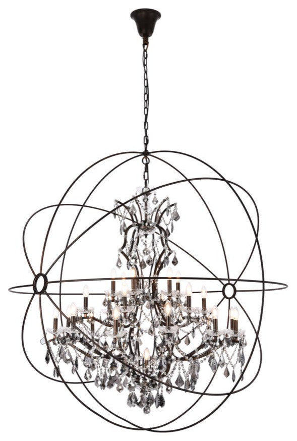 Elegant Lighting 1130G60-SS/RC Geneva 25 Light 60"W Crystal - Dark BronzeBy Elegant Furniture & Lighting