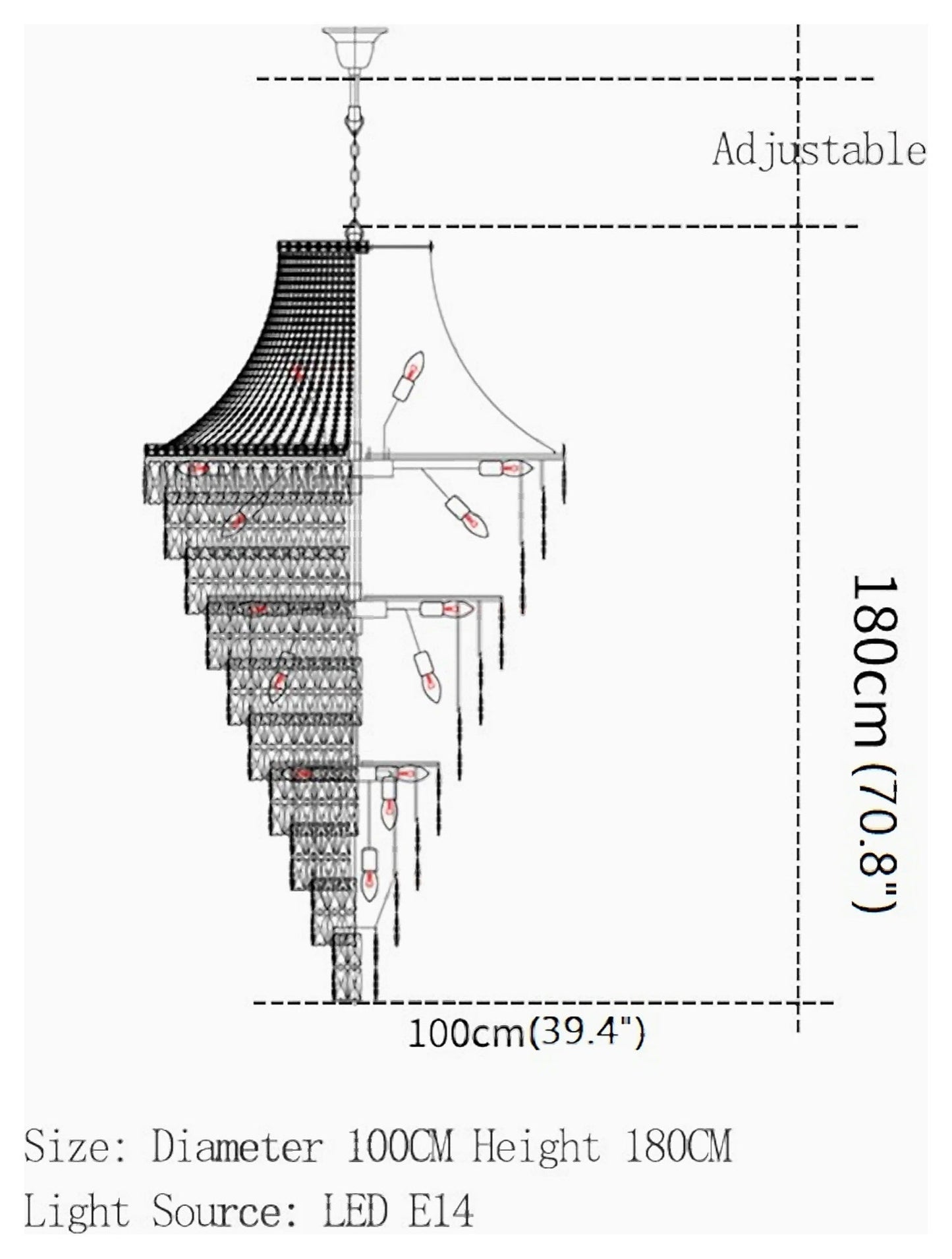 La Croix-sur-Roudoule | Duplex Spiral Crystal Stairway Chandelier, Dia39.4"By Miron Demid LLC