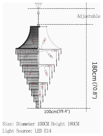 La Croix-sur-Roudoule | Duplex Spiral Crystal Stairway Chandelier, Dia39.4"By Miron Demid LLC