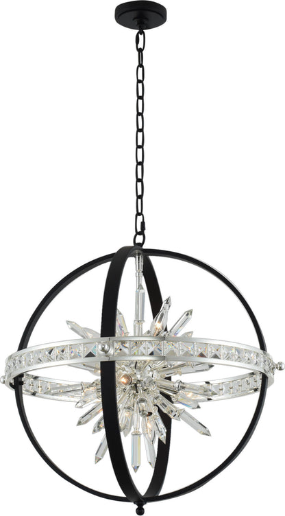 Angelo Pendant, Matte Black With Polished Silver, 26"By KALCO LIGHTING