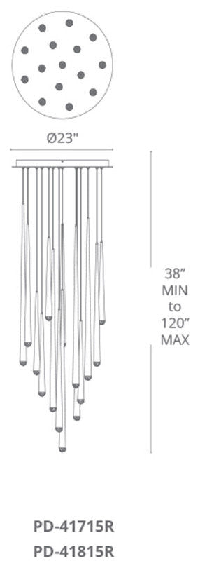 Modern Forms PD-41815R Cascade 15 Light 23"W LED Crystal Multi - Aged BrassBy Modern Forms
