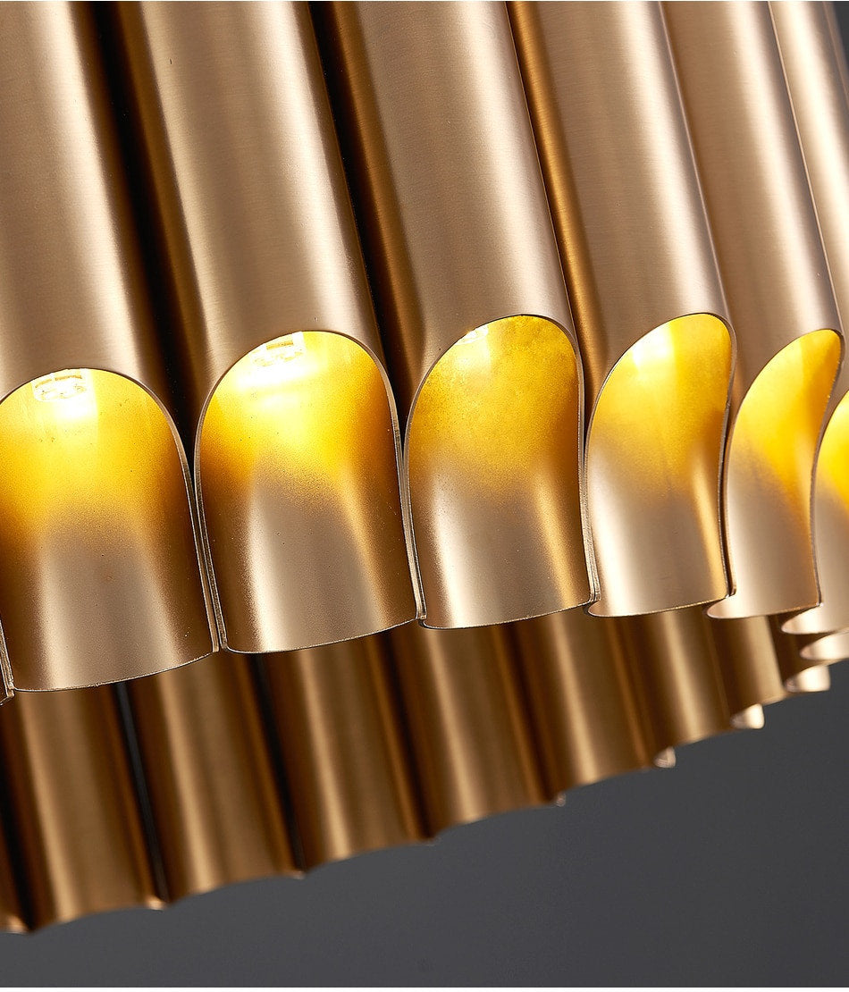Sartene | Drum Brushed Gold Stainless Steel Chandelier, 31.5''By Miron Demid LLC