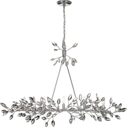 Misthaven Chandelier, Silver Leaf With Clear Crystal, MediumBy ZEEV LIGHTING