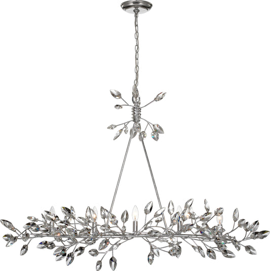 Misthaven Chandelier, Silver Leaf With Clear Crystal, MediumBy ZEEV LIGHTING