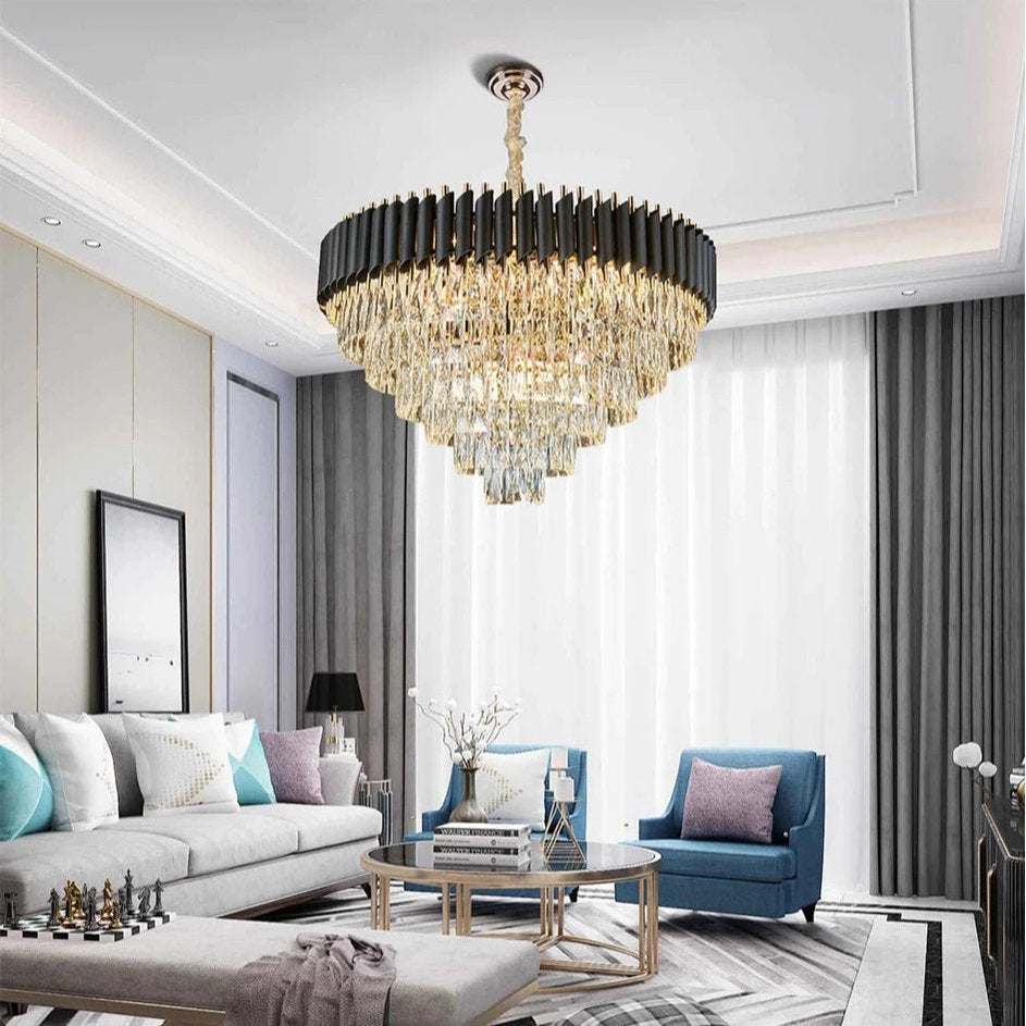 Verano 32" Crystal Chandelier, BlackBy MORSALE