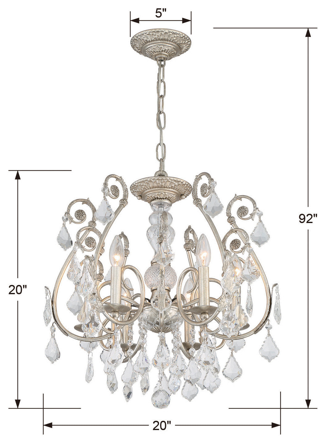 Crystorama Lighting Group 5115-CL-S Regis 6 Light 20"W Crystal - Olde SilverBy Crystorama Lighting