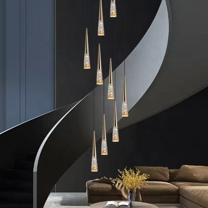 Modern Simple Crystal Staircase Chandelier Light, D24", BlackBy Akari Lanterns