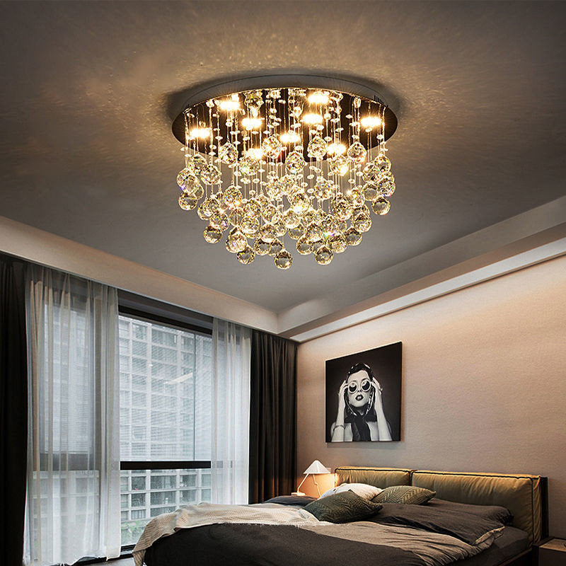 Inverigo | Luxury Round Crystal LED Ceiling Lamp for Living Room, Bedroom, Dia39.4xh17.7", Cool LightBy Miron Demid LLC