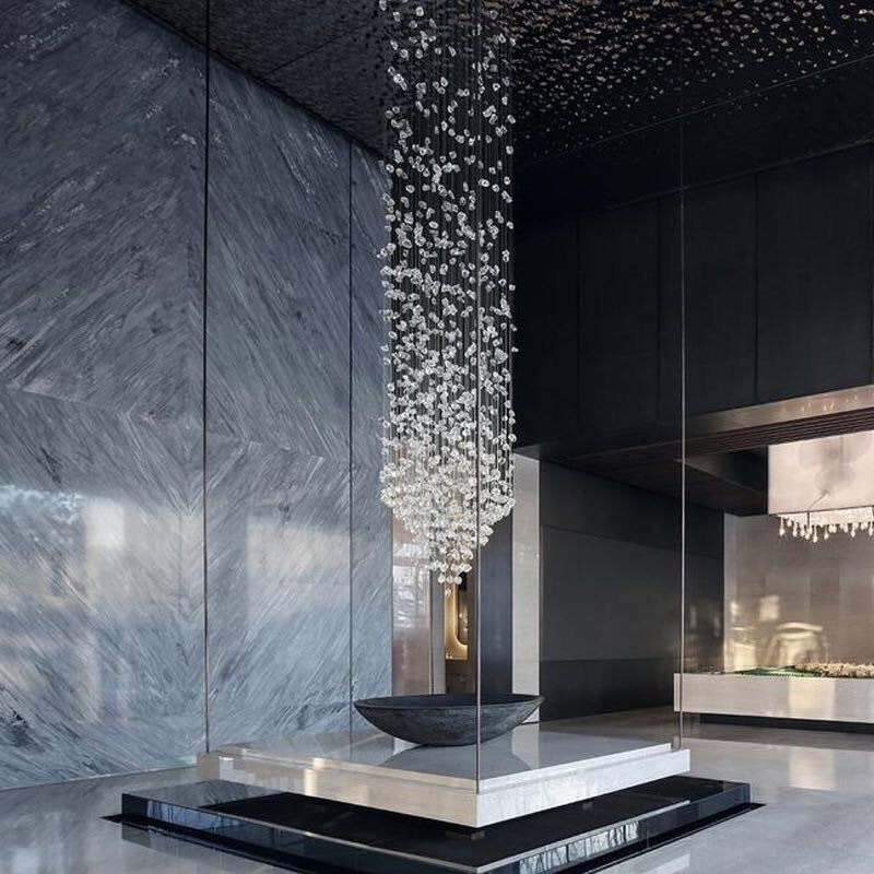 Le Port | Floating Luxury Crystal Chandelier With Decorative Stones, Clear, Dia31.4xh98.4", Warm LightBy Miron Demid LLC