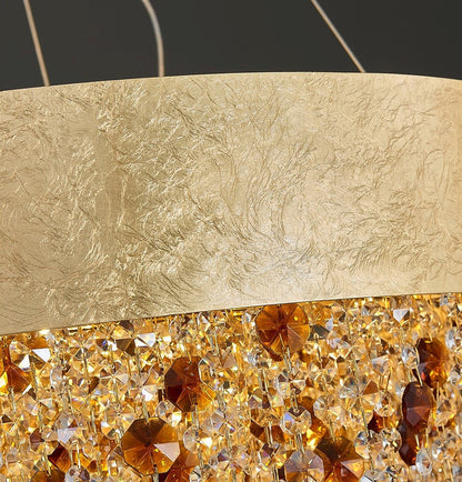 Zeme | Creative Luxury Round Gold Colored Crystal Chandelier, Dia31.5"By Miron Demid LLC