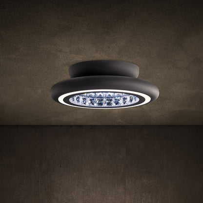 Schonbek Mfc121N-Bk1S 1 Light Crystal Semi-Flush, BlackBy Schonbek
