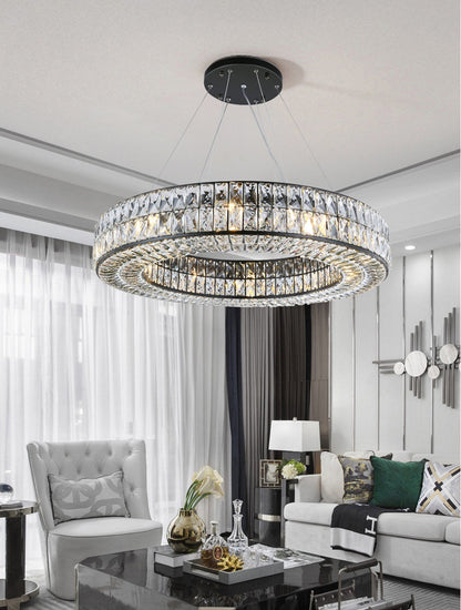 Inzago | Luxury Hanging Black Crystal Chandelier For Living Room, Dining Room, Dia31.5xh4.7", Cool Light, Non-DimmableBy Miron Demid LLC