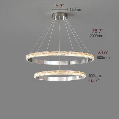 Stella | Postmodern Stainless Steel Pendant Light, Dia23.6+15.7", 2 RingsBy Miron Demid LLC