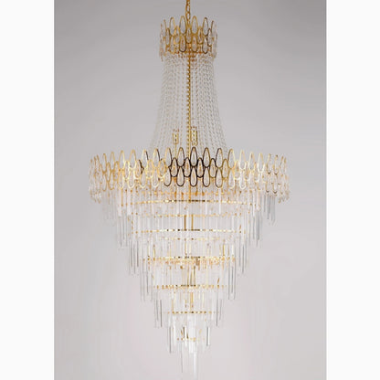 La Bollene-Vesubie | Hanging Posh Gold Crystal Chandelier, Medium - Dia80xh120cm / Dia31.5xh47.2"By Miron Demid LLC