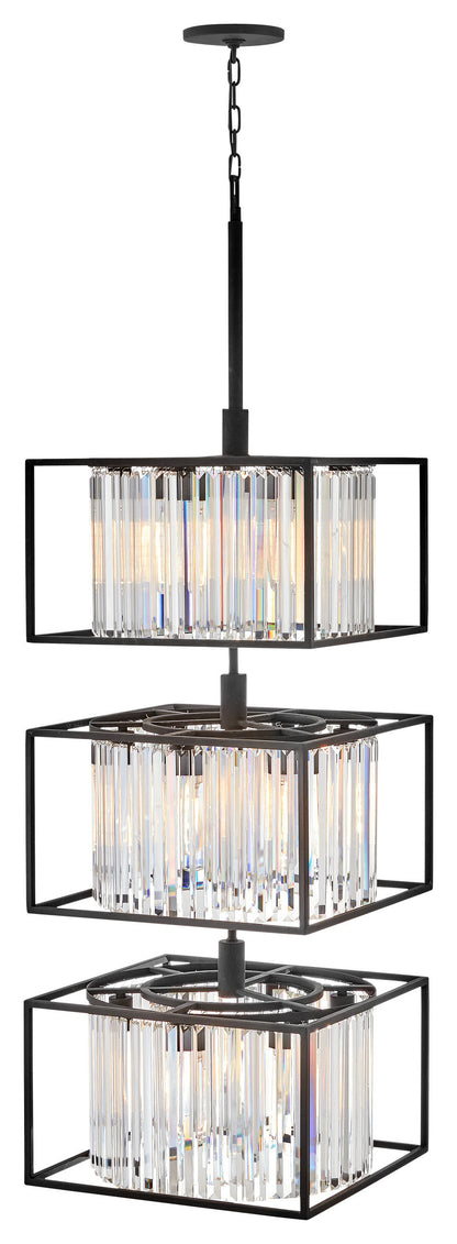 Hinkley 50.25" Giada Multi-Tier Modern Chandelier, Black + Prismatic CrystalsBy Hinkley