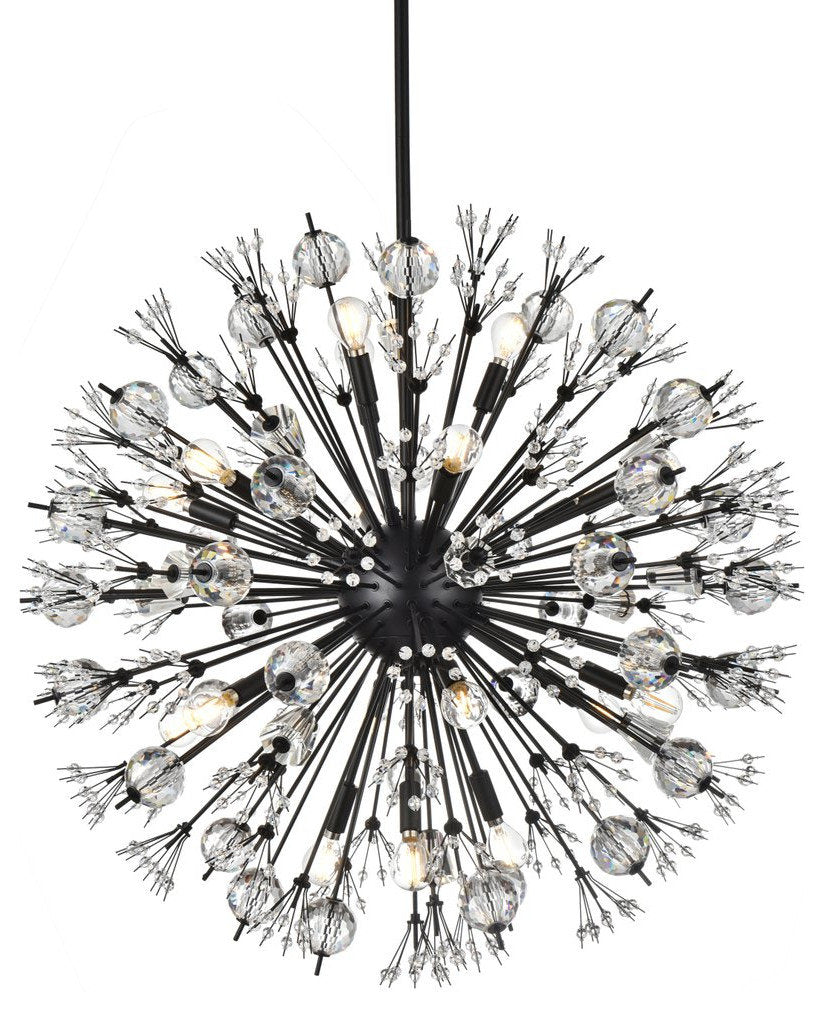 Elegant Lighting 2500D32BK Vera 32 inch crystal starburst round pendant in blackBy Elegant Furniture & Lighting