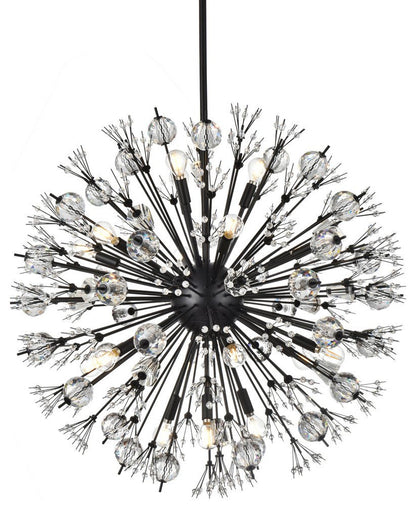 Elegant Lighting 2500D32BK Vera 32 inch crystal starburst round pendant in blackBy Elegant Furniture & Lighting
