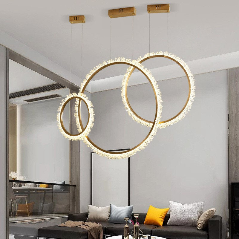 MIRODEMI? Aarau | Crystal Pendant Light in the Shape of Rings, Dia15.7+23.6+31.5", Remote DimmingBy Miron Demid LLC