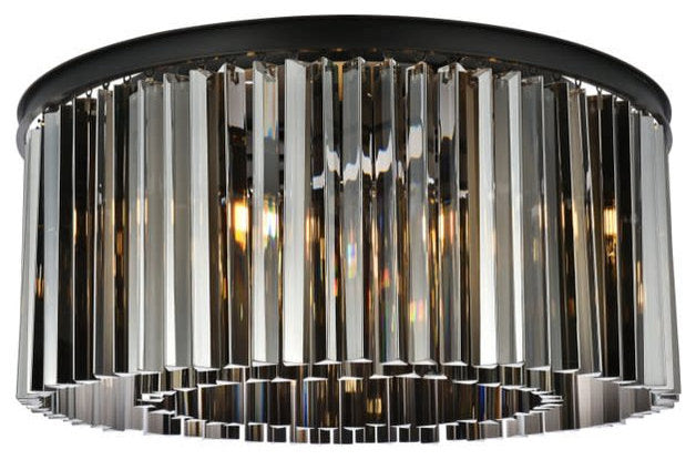 Elegant Lighting 1208F31-SS/RC Sydney 8 Light 32"W Flush Mount - Matte BlackBy Elegant Furniture & Lighting