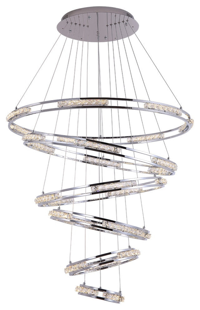 Verbania | Luxury Cascade Crystal Rings LED Chandelier, 33.5*27.6*21.7*15.8*9.8''By Miron Demid LLC