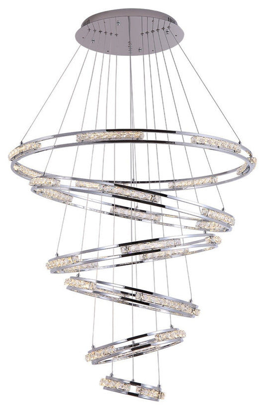 Verbania | Luxury Cascade Crystal Rings LED Chandelier, 33.5*27.6*21.7*15.8*9.8''By Miron Demid LLC
