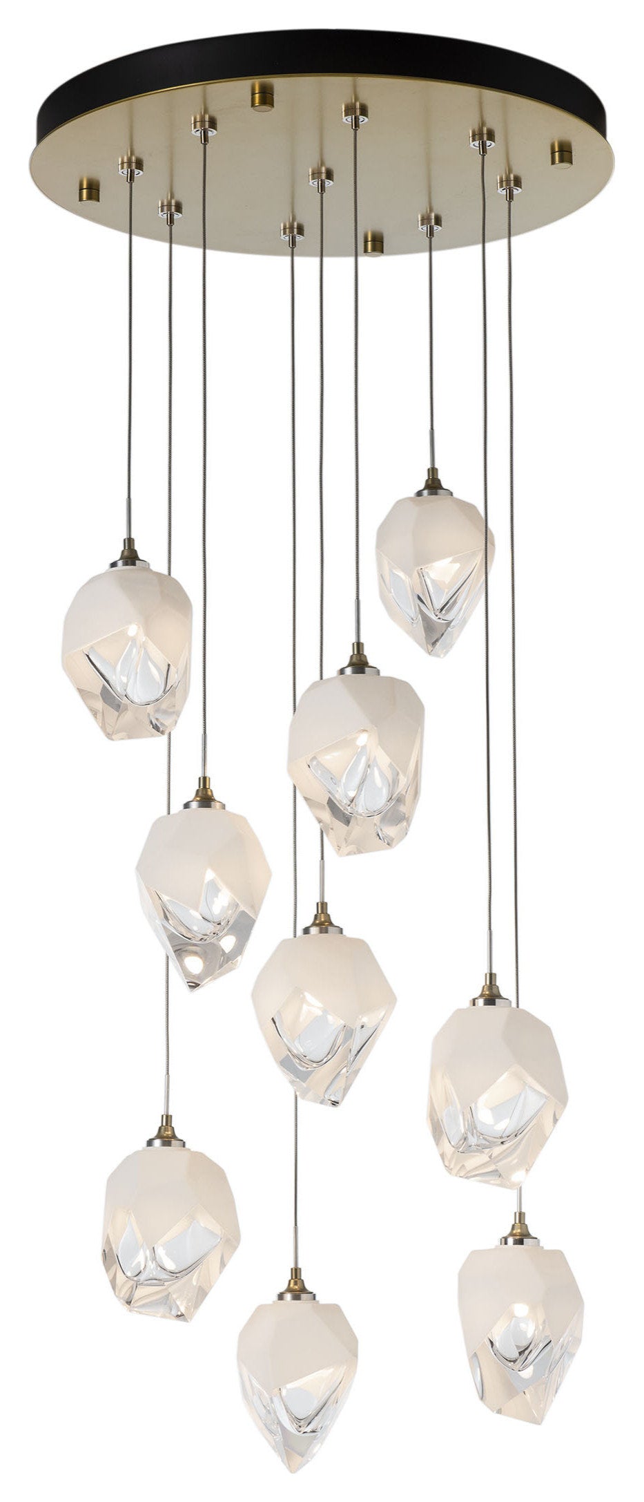Chrysalis 9-Light Small Crystal Pendant Modern Brass Finish- Long, White CrystalBy Hubbardton Forge