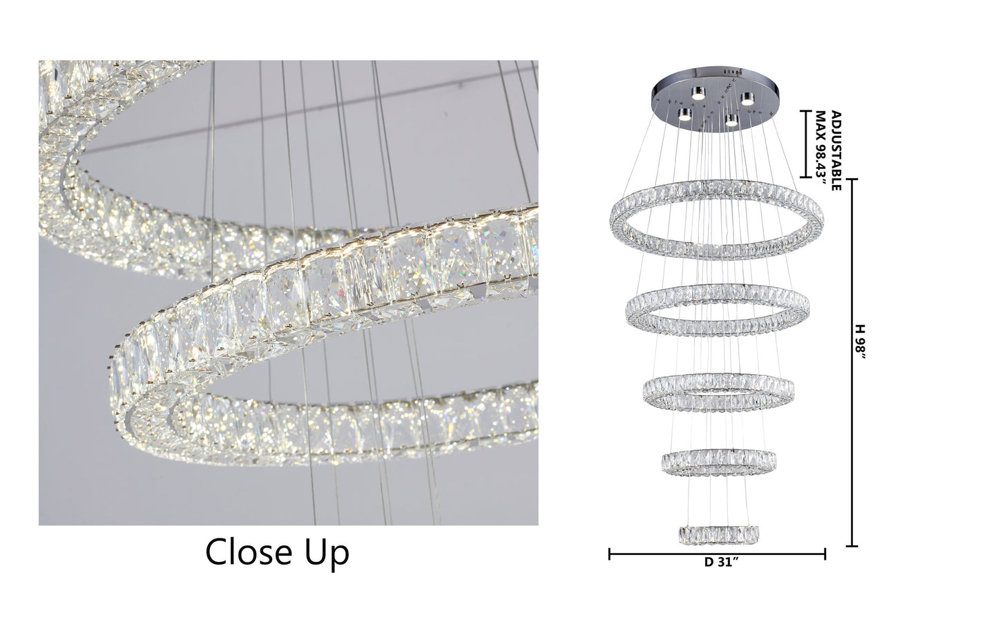Triple Sided Clear Crystal Ring ChandelierBy Design Living