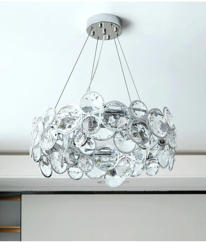 Vendone | Drum Chrome Chandelier With Crystal Rings, 30.7''By Miron Demid LLC