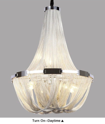 La Louviere | Silver Chain Chandelier for Living Room, 35,4"By Miron Demid LLC