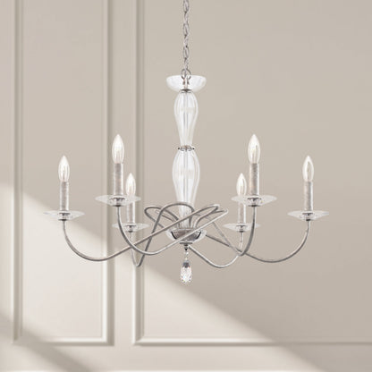 Schonbek Vx1006N-48H 6 Light Crystal Chandelier, Antique SilverBy Schonbek