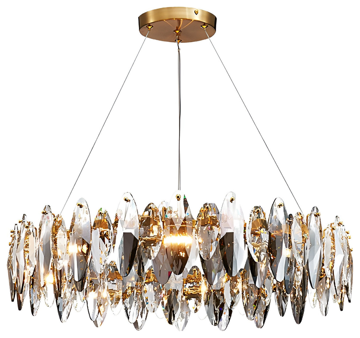 Ampezzo | Round Gray Chandelier With Big Crystals, 31.5''By Miron Demid LLC