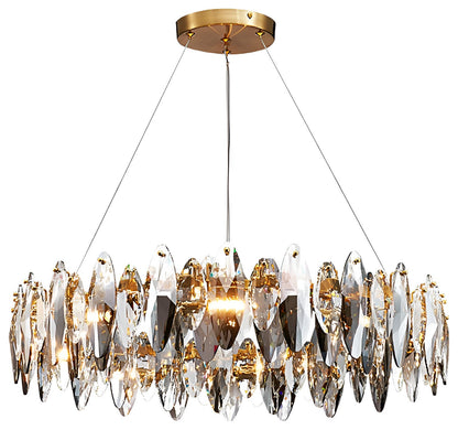 Ampezzo | Round Gray Chandelier With Big Crystals, 31.5''By Miron Demid LLC