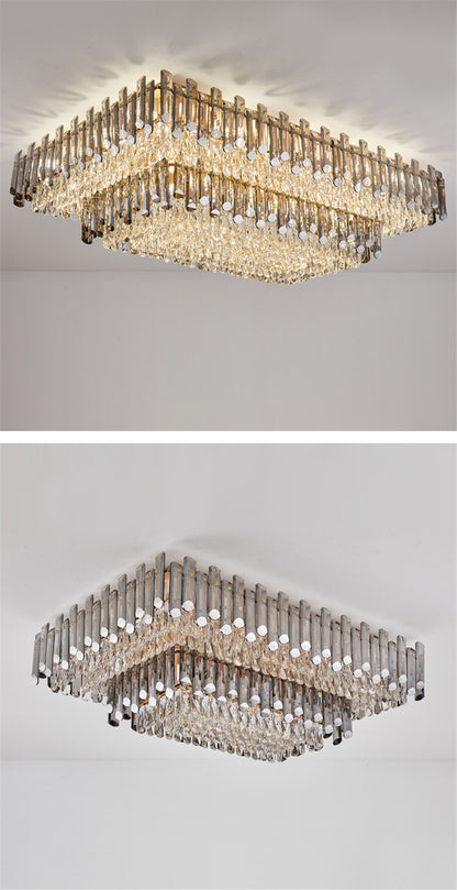 Acciano | Modern Rectangular Crystal LED Chandelier, L39.4xw27.5xh12.9", Warm LightBy Miron Demid LLC