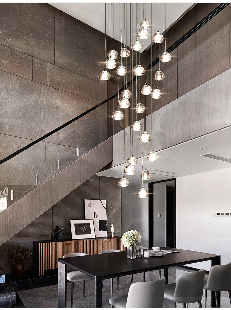Cernobbio | Staircase Hanging Crystal Lamp, 22 Lights, Cool LightBy Miron Demid LLC