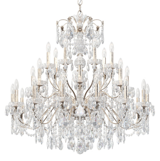 Century 28 Light Chandelier Antique Silver Clear Heritage CrystalBy Schonbek
