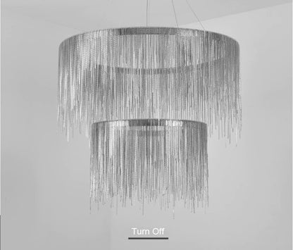 Zagarolo | Luxury Postmodern Round Silver Chandelier for Bedroom, Doubleround31.5"By Miron Demid LLC