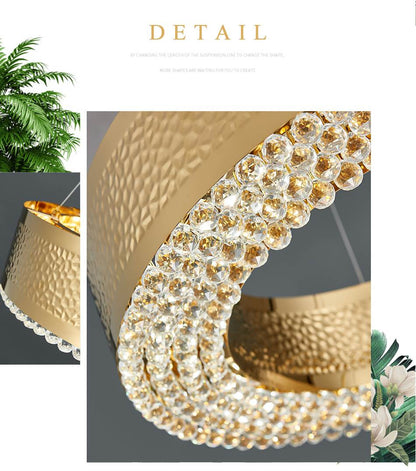 Premium Gold Plated Crystal Ring Chandelier, Diameter 40"By MORSALE