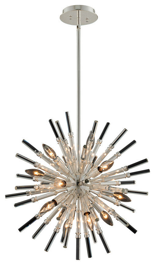 Sprazzo 22x28" 14-Light Contemporary Pendant, SilverBy Allegri Crystal by Kalco Lighting