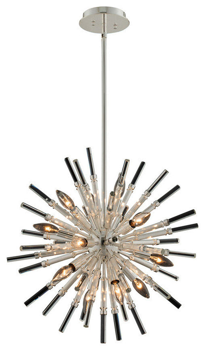 Sprazzo 22x28" 14-Light Contemporary Pendant, SilverBy Allegri Crystal by Kalco Lighting