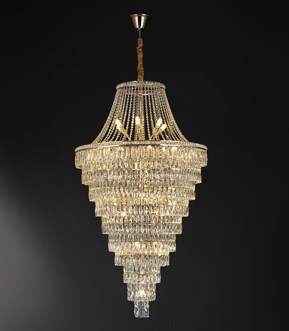 La Croix-sur-Roudoule | Duplex Spiral Crystal Stairway Chandelier, Dia31.5"By Miron Demid LLC